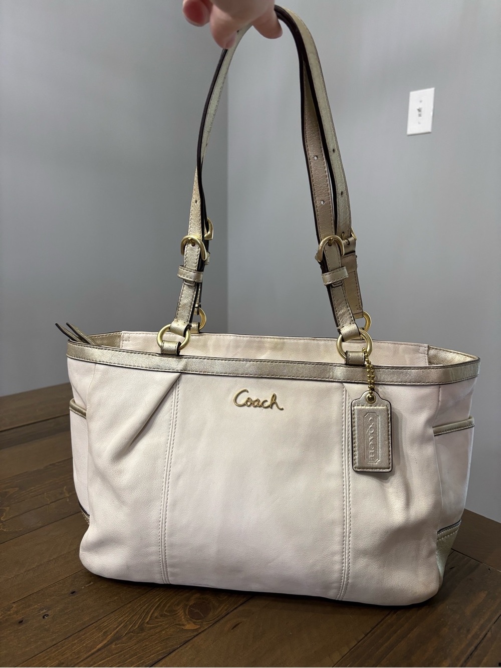 REHAB! Coach Gallery Tote in Cream and Gold